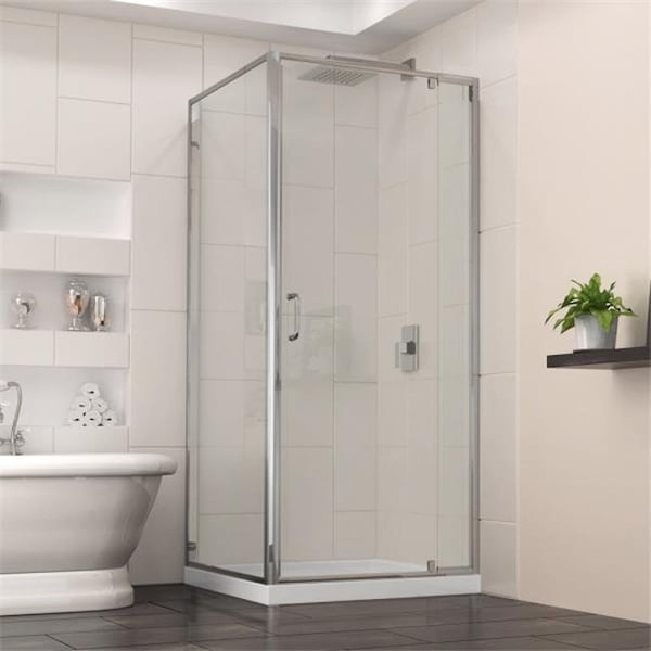Dreamline DL-6714-01CL DreamLine Flex 32-in. W x 32-in. D x 74-3/4-in. H Frameless Shower Enclosure and Base Kit; Chrome Finish Hardware DL-6714-01CL - main